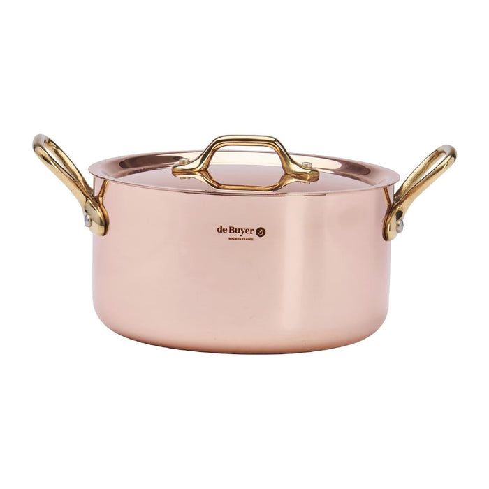 De Buyer Inocuivre Round Stewpan with Lid Brass 16cm De Buyer