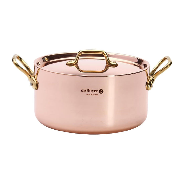 De Buyer Inocuivre Round Stewpan with Lid Brass 20cm De Buyer
