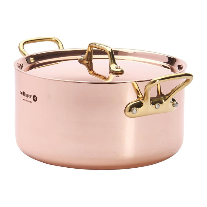 De Buyer Inocuivre Round Stewpan with Lid Brass 20cm De Buyer