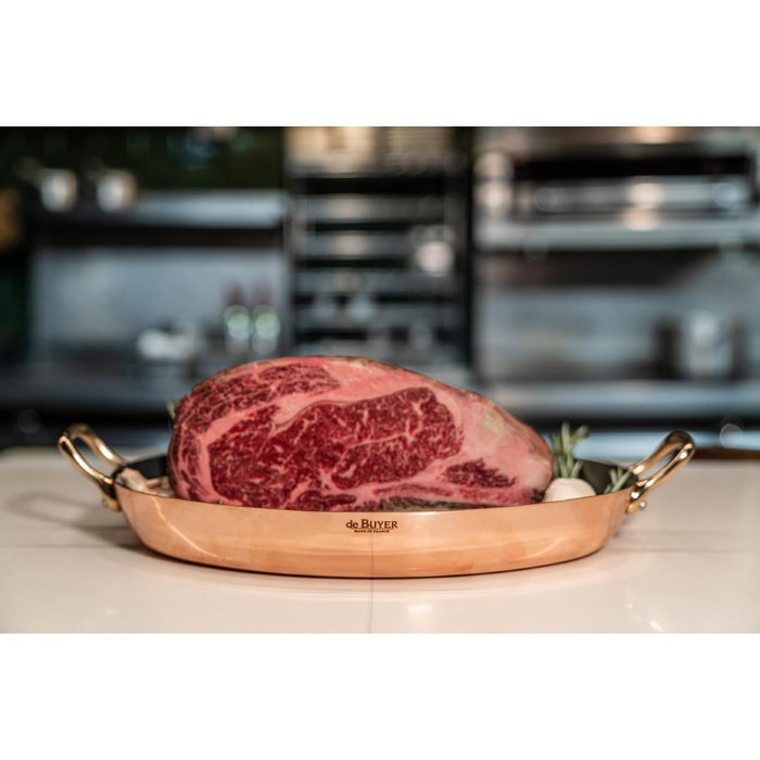 De Buyer Inocuivre Oval Dish with Brass Handles 32cm De Buyer