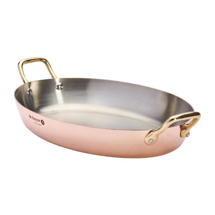 De Buyer Inocuivre Oval Dish with Brass Handles 32cm De Buyer