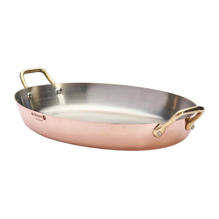 De Buyer Inocuivre Oval Dish with Brass Handles 36cm De Buyer