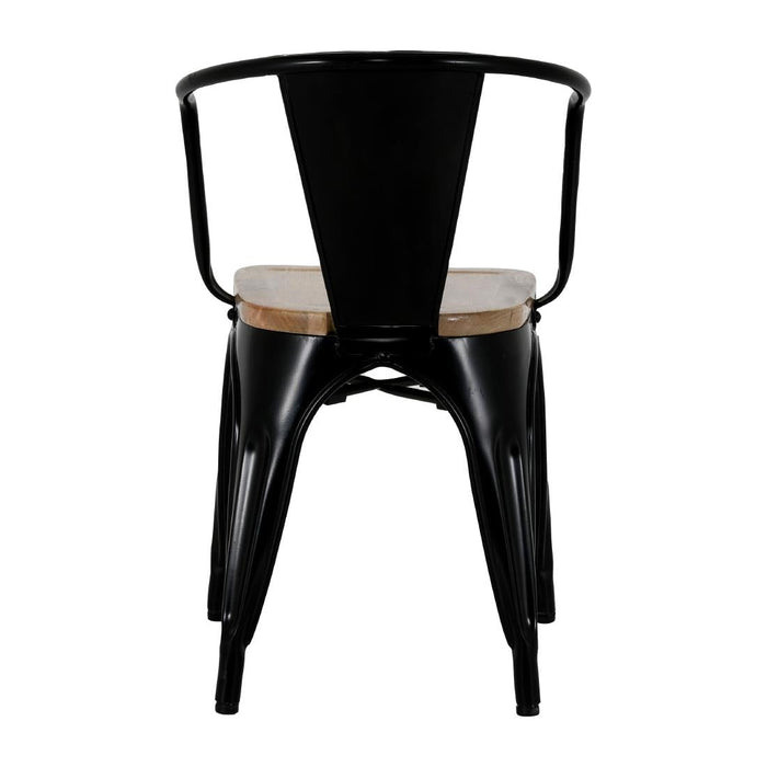 Bolero Bistro Curve Armchairs with Wooden Seat Pad Black (4 Pack) Bolero