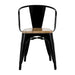 Bolero Bistro Curve Armchairs with Wooden Seat Pad Black (4 Pack) Bolero
