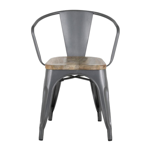 Bolero Bistro Curve Armchairs with Wooden Seat Pad Gunmetal (4 Pack) Bolero