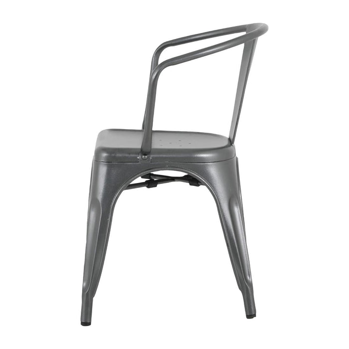 Bolero Bistro Curve Armchairs Gunmetal (4 Pack) Bolero