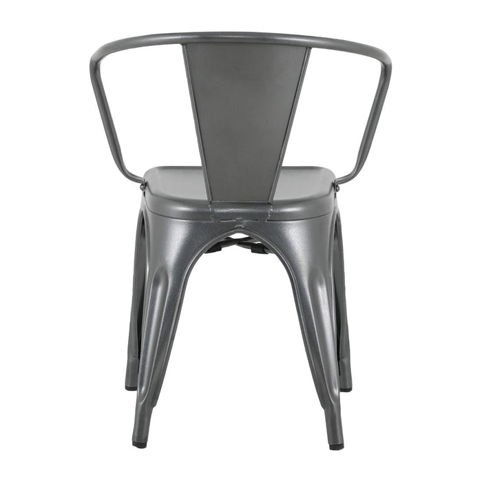 Bolero Bistro Curve Armchairs Gunmetal (4 Pack) Bolero