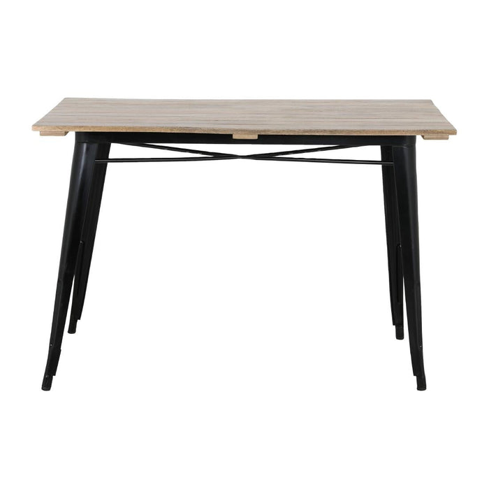 Bolero Bistro Dining Table Slatted Mango Wood Top Black 1200mm Bolero