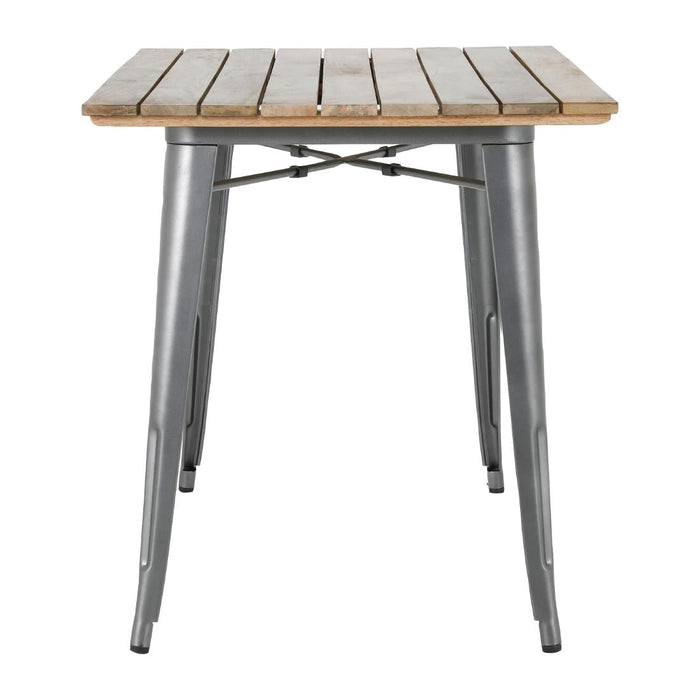 Bolero Bistro Dining Table Slatted Mango Wood Top Gunmetal 1200mm Bolero
