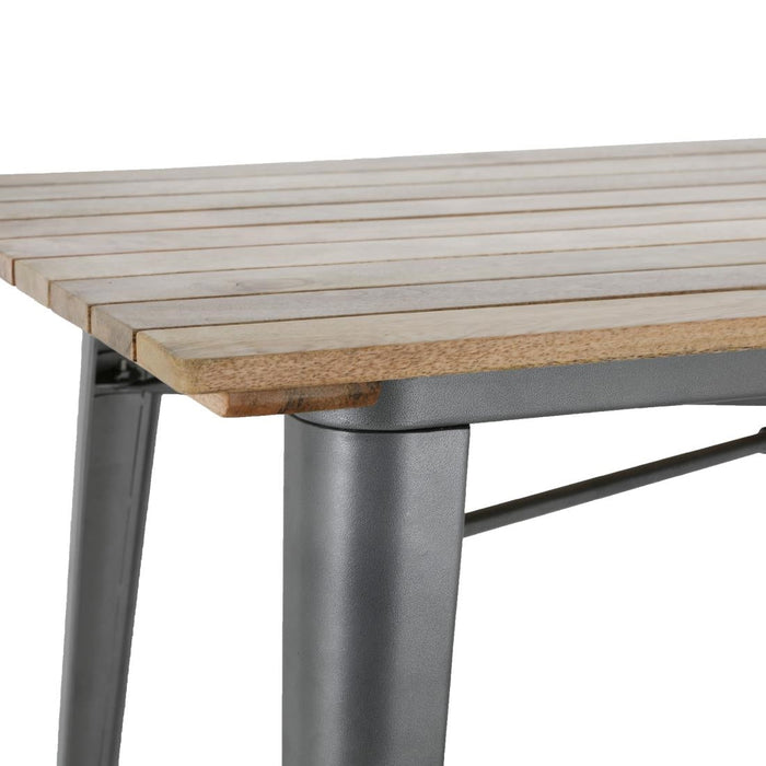 Bolero Bistro Dining Table Slatted Mango Wood Top Gunmetal 1200mm Bolero