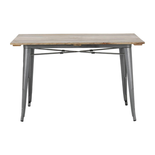 Bolero Bistro Dining Table Slatted Mango Wood Top Gunmetal 1200mm Bolero