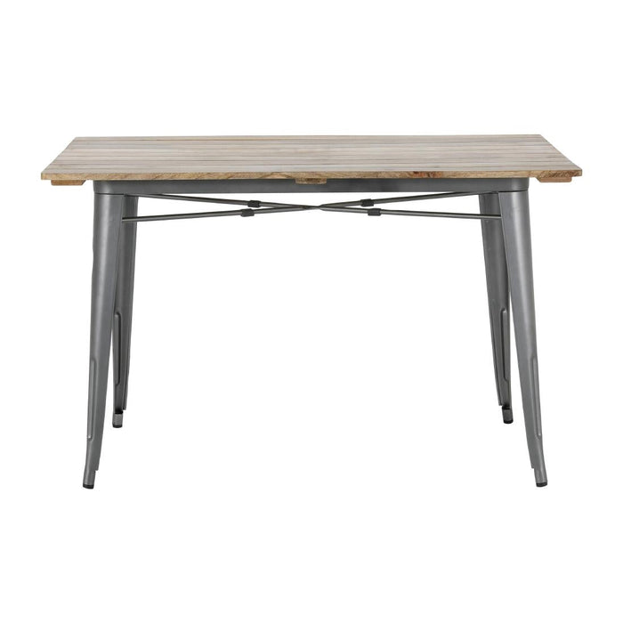 Bolero Bistro Dining Table Slatted Mango Wood Top Gunmetal 1200mm Bolero