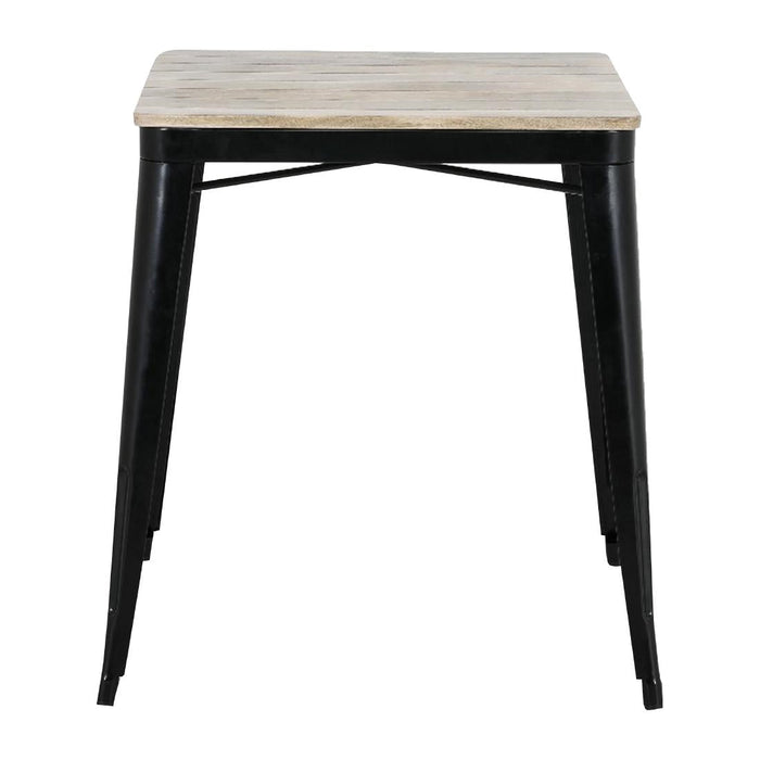 Bolero Bistro Dining Table Slatted Mango Wood Top Black Frame 650mm Bolero