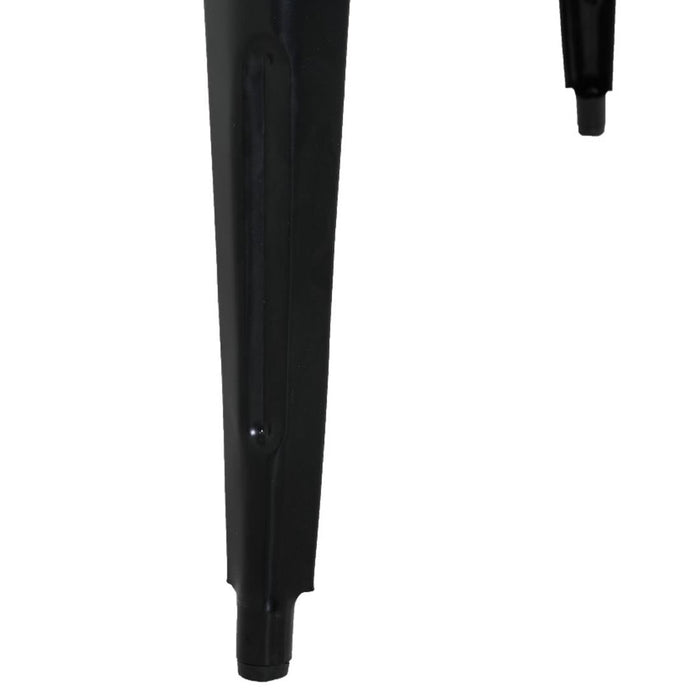 Bolero Bistro Dining Table Slatted Mango Wood Top Black Frame 650mm Bolero