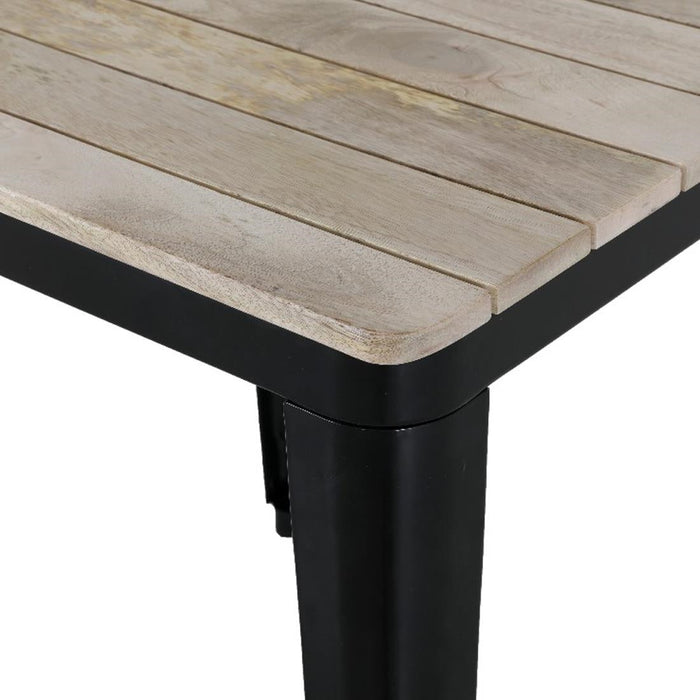 Bolero Bistro Dining Table Slatted Mango Wood Top Black Frame 650mm Bolero
