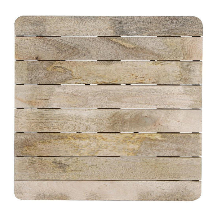 Bolero Bistro Dining Table Slatted Mango Wood Top Black Frame 650mm Bolero