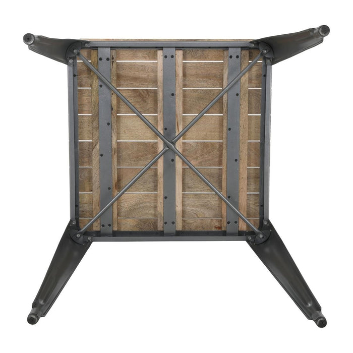 Bolero Bistro Dining Table Slatted Mango Wood Top Gunmetal Frame 650mm Bolero