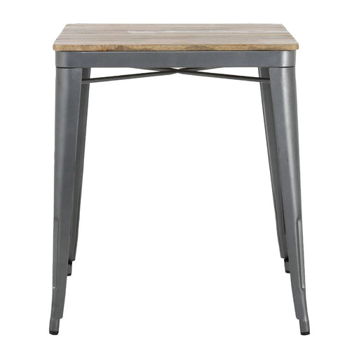 Bolero Bistro Dining Table Slatted Mango Wood Top Gunmetal Frame 650mm Bolero