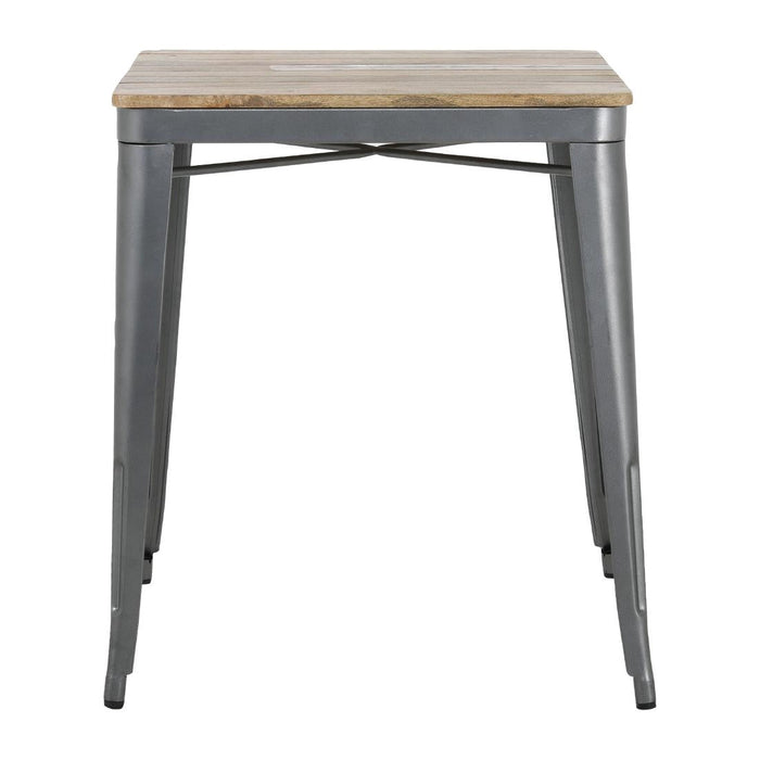 Bolero Bistro Dining Table Slatted Mango Wood Top Gunmetal Frame 650mm Bolero