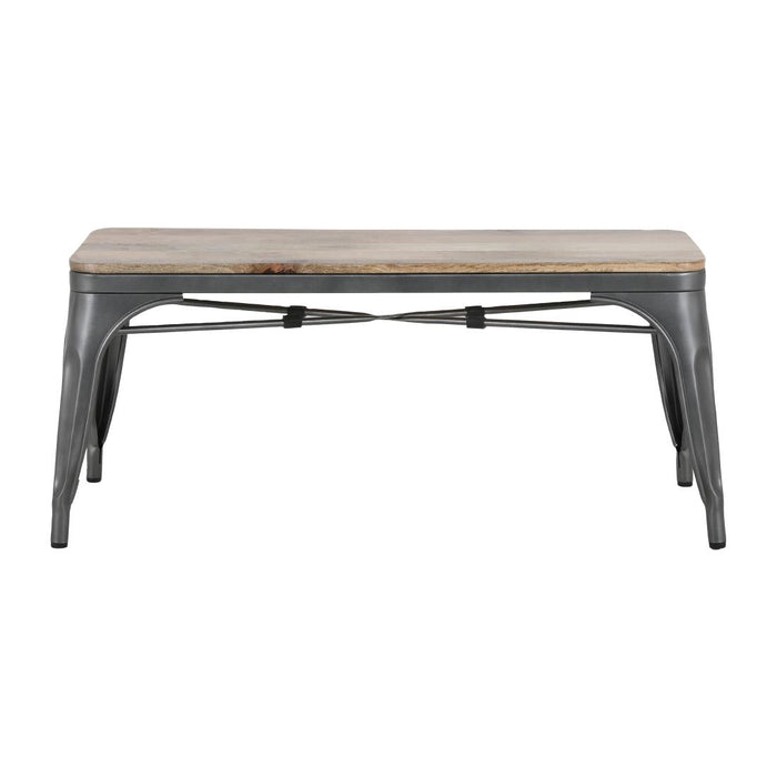 Bolero Bistro Indoor Bench Mango Wood & Gunmetal Frame 1000mm (2 Pack) Bolero