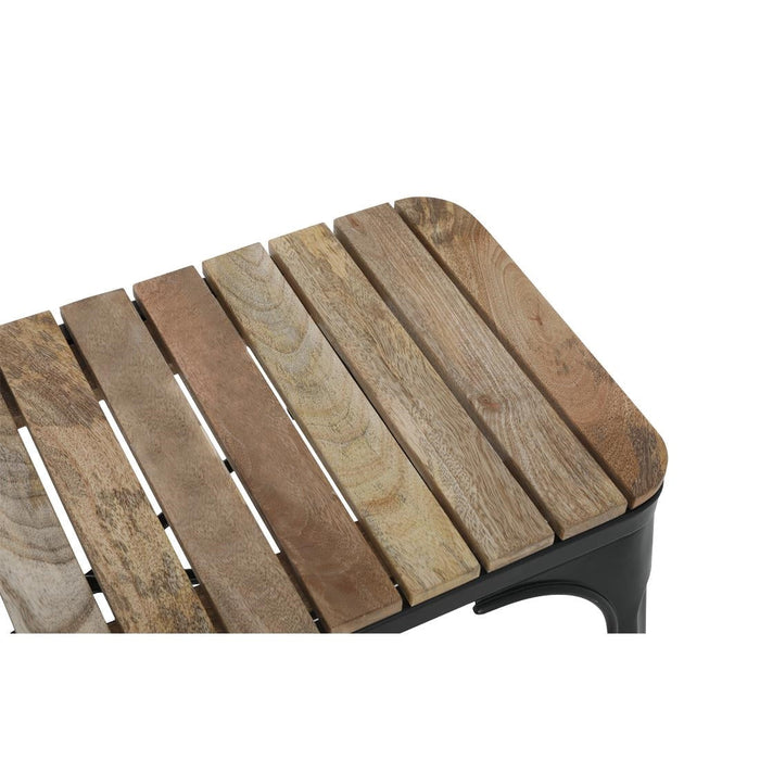 Bolero Bistro Indoor Bench Slatted Mango Wood & Black Frame 850mm (2 Pack) Bolero