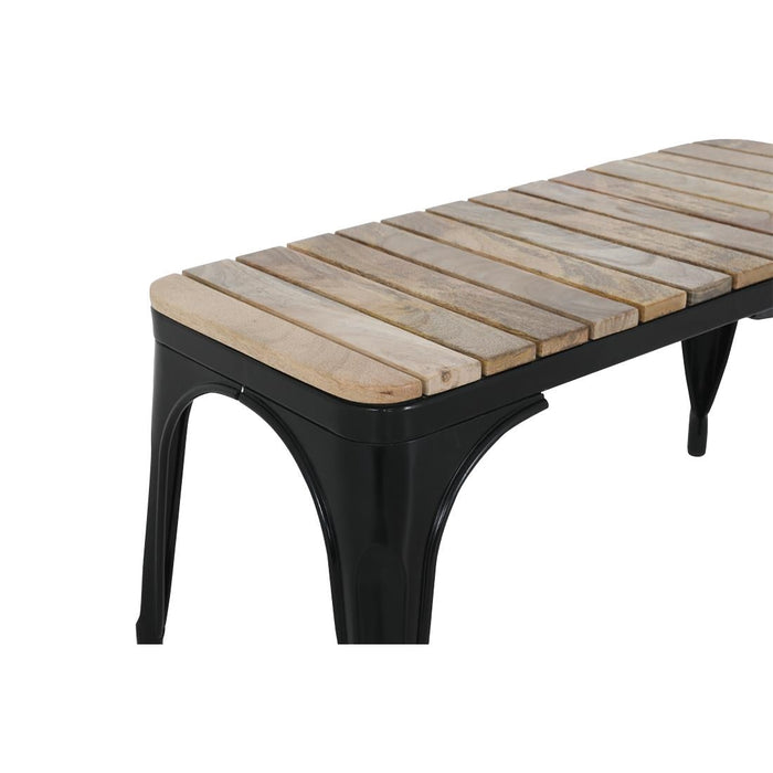 Bolero Bistro Indoor Bench Slatted Mango Wood & Black Frame 850mm (2 Pack) Bolero