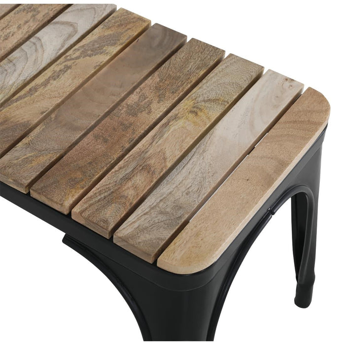 Bolero Bistro Indoor Bench Slatted Mango Wood & Black Frame 850mm (2 Pack) Bolero