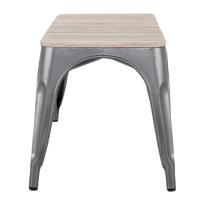 Bolero Bistro Indoor Bench Slatted Mango Wood & Gunmetal Frame 850mm (2 Pack) Bolero
