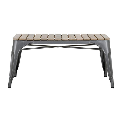 Bolero Bistro Indoor Bench Slatted Mango Wood & Gunmetal Frame 850mm (2 Pack) Bolero