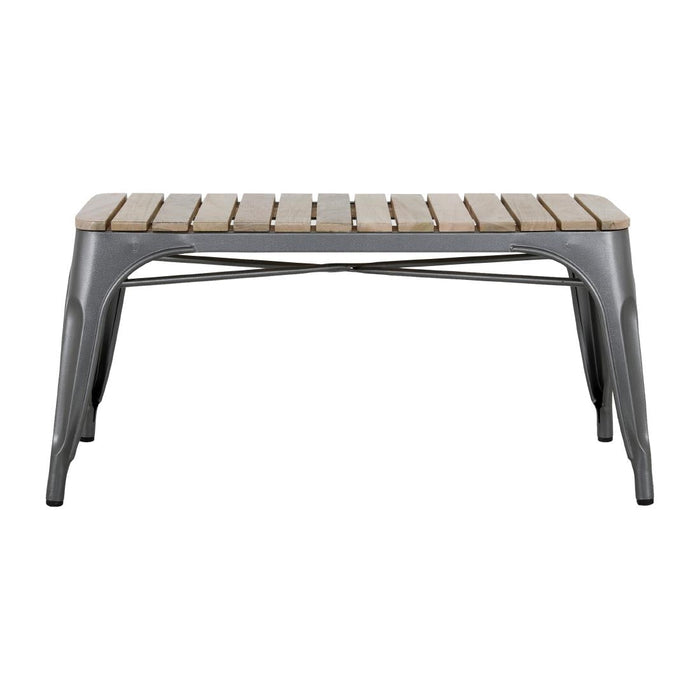 Bolero Bistro Indoor Bench Slatted Mango Wood & Gunmetal Frame 850mm (2 Pack) Bolero
