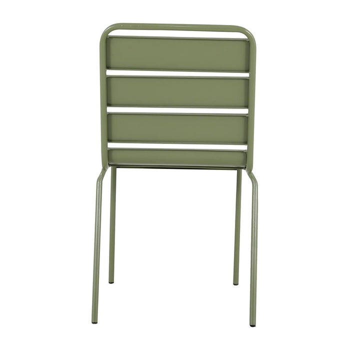 Bolero Amalfi Slatted Steel Side Chairs Olive Green (4 Pack) Bolero