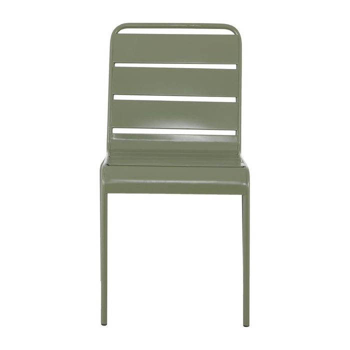 Bolero Amalfi Slatted Steel Side Chairs Olive Green (4 Pack) Bolero