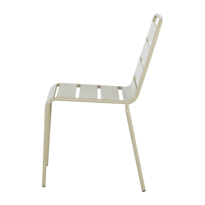 Bolero Amalfi Slatted Steel Side Chairs Taupe (4 Pack) Bolero