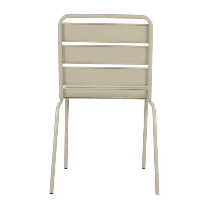 Bolero Amalfi Slatted Steel Side Chairs Taupe (4 Pack) Bolero