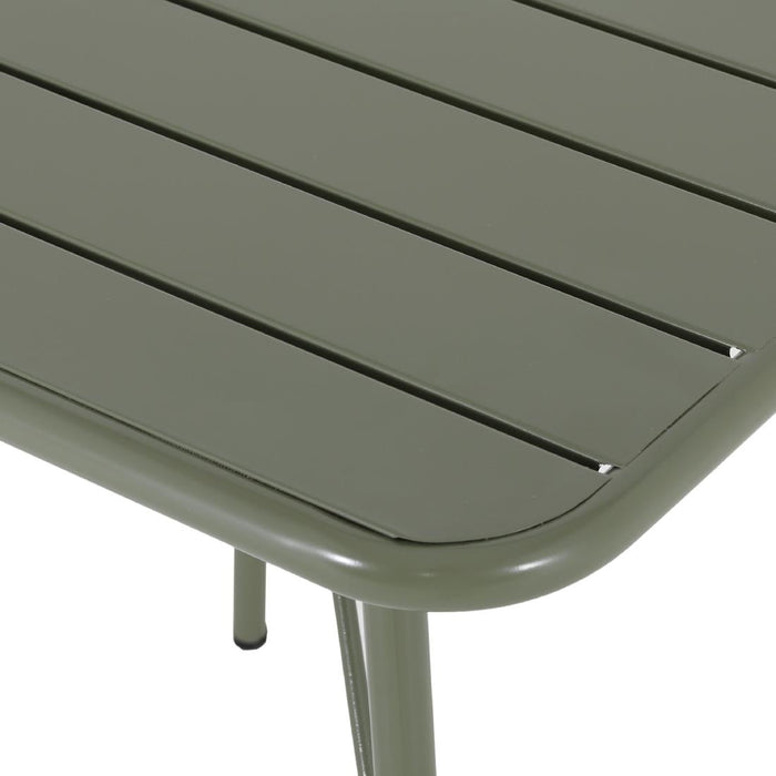 Bolero Amalfi Square Slatted Steel Folding Table Olive Green 700mm Bolero