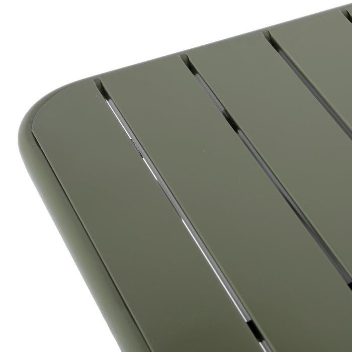 Bolero Amalfi Square Slatted Steel Folding Table Olive Green 700mm Bolero