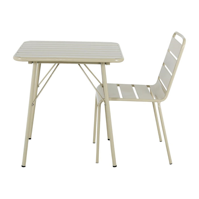Bolero Amalfi Square Slatted Steel Folding Table Taupe 700mm Bolero