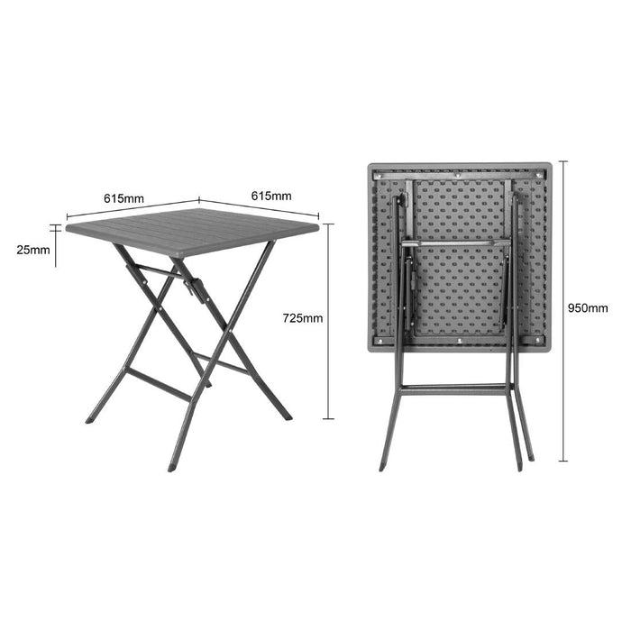 Bolero Square Folding HDPE Table Wood Effect 620mm Bolero