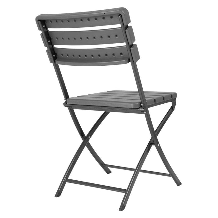 Bolero Folding Chairs Grey Wood Effect (2 Pack) Bolero