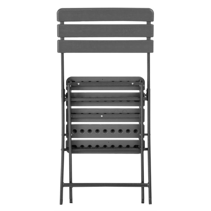 Bolero Folding Chairs Grey Wood Effect (2 Pack) Bolero