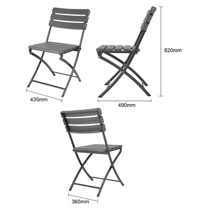 Bolero Folding Chairs Grey Wood Effect (2 Pack) Bolero