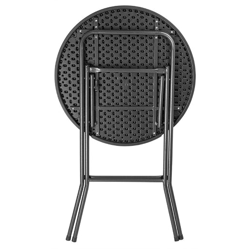 Bolero Folding HDPE Bar Table Wood Effect Black 800mm Bolero