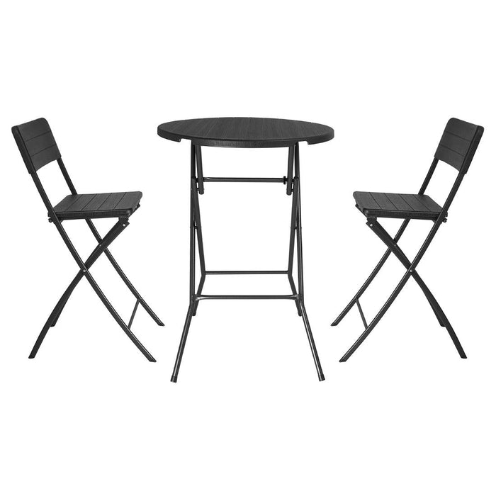 Bolero Folding HDPE Bar Table Wood Effect Black 800mm Bolero