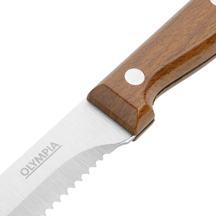 Olympia Rounded Steak Knives with PP Wood Effect Handles (12 Pack) Olympia