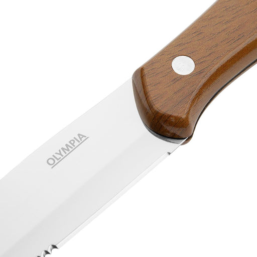 Olympia Jumbo Steak Knives with PP Wood Effect Handles (12 Pack) Olympia