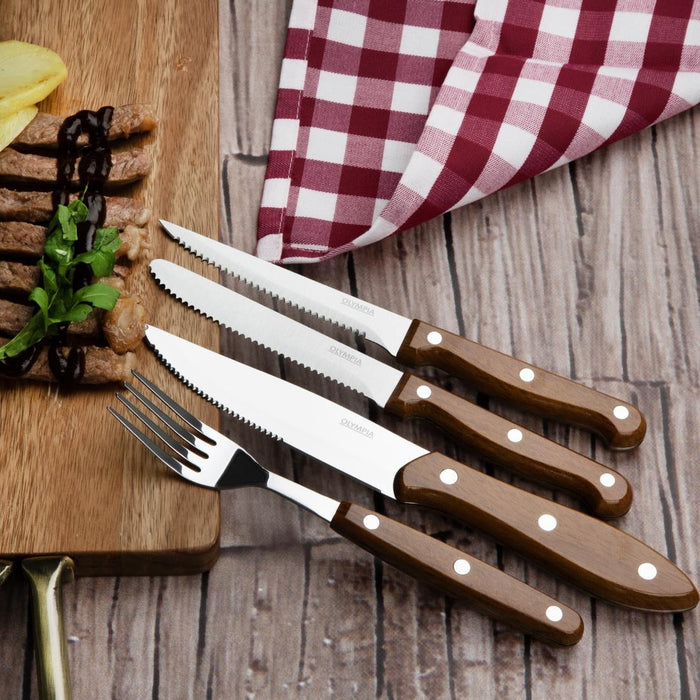 Olympia Jumbo Steak Knives with PP Wood Effect Handles (12 Pack) Olympia