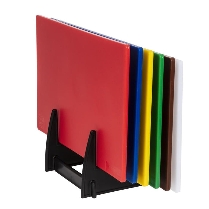 Hygiplas Low Density 6-Piece Chopping Board Set with Rack 450x300x10mm Hygiplas