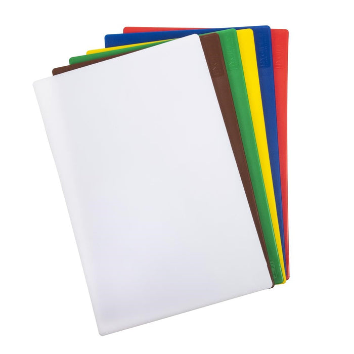 Hygiplas Low Density 6-Piece Chopping Board Set with Rack 450x300x10mm Hygiplas