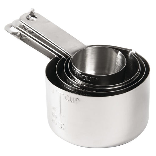 Set of 5. Contains: 1/8 cup, 1/4 cup, 1/3 cup, 1/2 cup and 1 cup