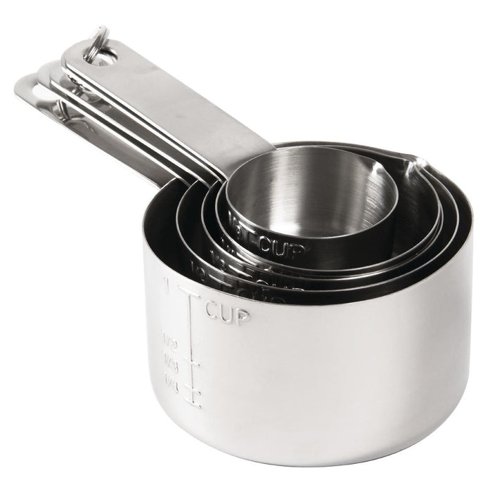 Set of 5. Contains: 1/8 cup, 1/4 cup, 1/3 cup, 1/2 cup and 1 cup